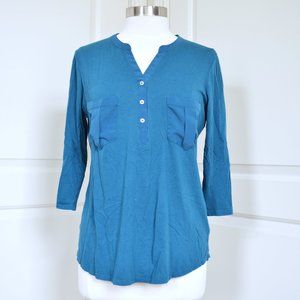 Ann Taylor Three-quarter sleeve blue blouse